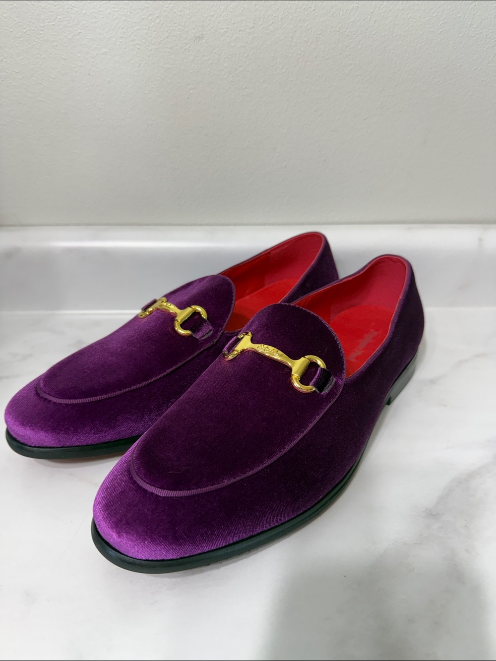 Velvet Men’s Loafers with Gold Bit